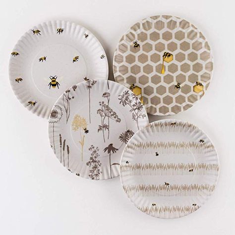 Amazon.com | Busy Bees Melamine 9 Plates - Set of Four: Dinner Plates Bee Plates, Melamine Cups, Picnic Plates, Melamine Dinnerware Sets, Farmhouse Decor Kitchen, Melamine Dinner Plates, Busy Bees, Melamine Dinnerware, Tea Party Garden