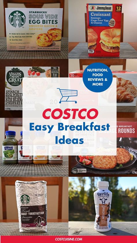 Looking for easy breakfast ideas and frozen breakfast ideas from Costco? Costcuisine reviews these Costco breakfast finds from coffees to juices to frozen breakfast sandwiches and egg bites. Follow for more tips on what to buy at Costco. Breakfast Foods Easy, Costco Brunch Ideas, Costco Breakfast Ideas, Costco Brunch, Frozen Breakfast Ideas, What To Buy At Costco, Frozen Breakfast Sandwiches, Best Costco Food, Starbucks Sous Vide Eggs