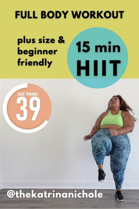 15 minute HIIT workout for plus size and beginner levels #plussizeworkout #athomeworkout #beginnerworkout #fatgirlfitness #HealthyLifestyle #HealthTips #HealthyLiving #Wellness #FitnessTips #FitLife #NutritionTips #SelfCare Plus Size Hiit Workout, Exercise For Beginners At Home Plus Size, Beginner Hiit Workout At Home Low Impact, Plus Size Exercise Workouts At Home, Beginner Workout At Home Plus Size, Exercise For Obese Beginners, Obese Workout Beginner, Circuit Workout Gym, Morning Workout At Home