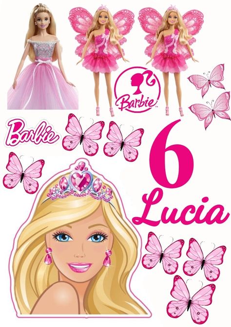 Barbie Toppers Printable, Barbie Printables Cake Topper, Barbie Cake Topper Printable, Barbie Topper, Barbie Cake Birthday, Wedding Cake Logo, Barbie Happy Birthday, Barbie Clipart, Barbie Cake Topper