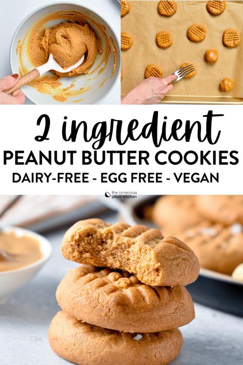 There's nothing easier than these 2 ingredient peanut butter cookies made without eggs. All you need are two wholesome ingredients to make these vegan, gluten-free and refined sugar free healthy peanut butter cookies. 2 Ingredient Peanut Butter Cookies, Chocolate Covered Banana Bites, Easiest Cookies, Healthy Peanut Butter Cookies, Flourless Peanut Butter Cookies, Butter Cookie Recipe, Vegan Peanut Butter Cookies, Easy Peanut Butter Cookies, Peanut Butter Cookie