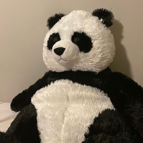 A big panda teddy bear. Panda Teddy, Panda Teddy Bear, Big Panda, Polyethylene Foam, Teddy Bear, Black And White, Toys, Animals, Plus Fashion