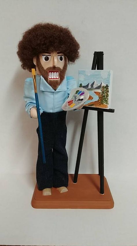 Bob Ross Nutcracker! My Blog about the Really Cool Nutcrackers I make. A small garage business that makes Custom Nutcrackers, Traditional Nutcrackers, Holiday Nutcrackers Nutcracker Funny, Funny Nutcracker, Nutcracker Ideas, Garage Business, Nutcracker Characters, Nutcracker Collection, Tree Project, Nutcracker Christmas Decorations, Small Garage