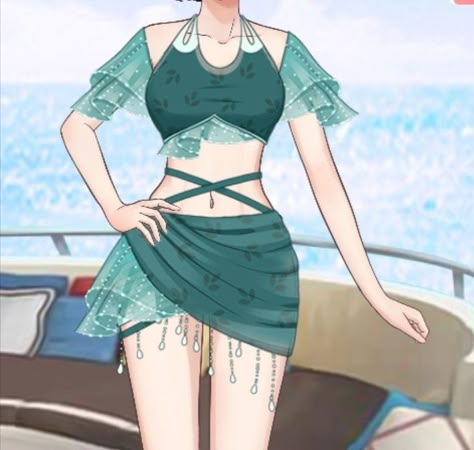 Cute Bathing Suits Drawing, One Piece Oc Outfit Ideas, Beach Outfit Drawing, One Piece Oc Outfit, Jujutsu Kaisen Clothes, God Of Nature, One Piece Clothes, Women Beach Outfits, Summer Wear For Women