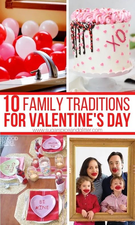 Valentines Family Pictures, Valentines Family Traditions, Valentines Traditions, Valentine Traditions, Family Valentines Dinner, Family Valentines, Kids Valentine Party, Valentines Breakfast, Fun Valentines Day Ideas