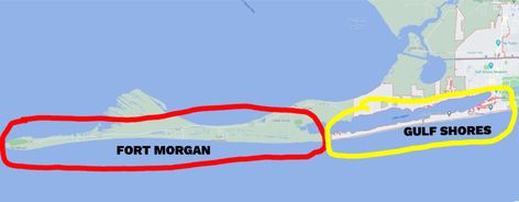 HOW THEY ARE ALIKE A common question we get from first-time Alabama beach vacationers is “What’s the difference between Gulf Shores and Fort Morgan ?” Let’s start with the location which confuses most people. As you will notice on our Fort Morgan Alabama rentals web page, the rentals in Fort Morgan have a Gulf Shores […] Ft Morgan Alabama, Fort Morgan Alabama Things To Do, Gulf Shores Alabama Vacation, Fort Morgan Alabama, Alabama Vacation, Shell Island, Beach House Vacation, Alabama Beaches, Dauphin Island