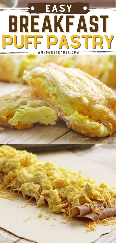 Breakfast Puff Pastry, Garden Meals, Egg Breakfast Recipes Easy, Puff Pastry Recipe, Puff Pastries, Cheese Puff Pastry, Pastry Recipe, Breakfast Pastries, Puff Pastry Recipes