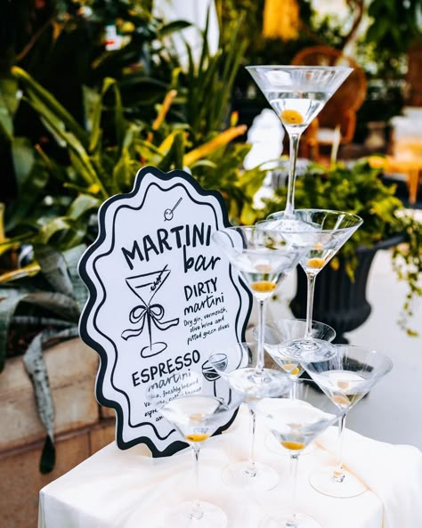 Danielle Rae Snow | Make mine a martini 🍸  Custom cocktail signage for @the_alate_workshop earlier this week ✨ Photographer:… | Instagram Martini Bar Party, Dirty Martini Party, Cocktail Signage, Vintage Wedding Dress Short, Wedding Dress Drop Waist, Beach Wedding Black, Martini Party, Martini Bar, 31st Birthday