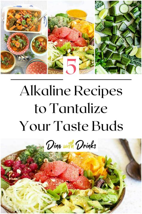 Collage of 4 alkaline recipes. Alkaline Diet Smoothie Recipes, Alkaline Meal Plan 21 Days, High Alkaline Diet Recipes, Alkaline Diet Recipes Meals, Alkaline Smoothie Recipes, High Alkaline Diet, Alkaline Smoothie, Alkalizing Foods, Dr Sebi Recipes Alkaline Diet