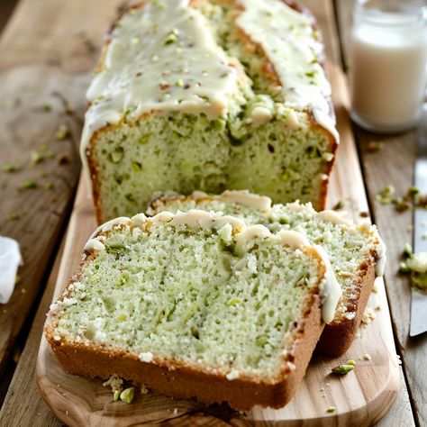 Pistachio Pudding Bread Pistachio Pudding Bread Recipe, Pistachio Bread Recipe Simple, Pistachio Pudding Bread, Pistachio Bread Recipe, Pistachio Dessert Pudding, Pistachio Bread, Creamy Pesto Chicken Pasta, Pistachio Butter, Friendship Bread