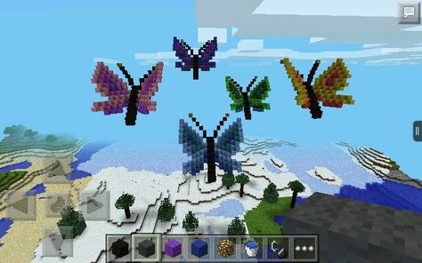 Minecraft Fairy World Ideas, Butterfly House Minecraft, Butterfly Minecraft Build, Minecraft Butterfly House, Easter Minecraft Builds, Minecraft Fairy Ideas, Minecraft Sky Builds, Jellyfish Minecraft, Colorful Minecraft Builds