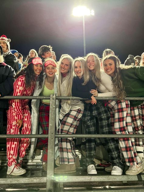 Pajama Football Game Theme, Christmas Football Theme Outfits, Pajama Theme Football Game, Pj Theme Football Game, Flannel Spirit Day, Pj Football Game Theme, Ski Theme Football Game, Football Games Themes, Football Game With Friends