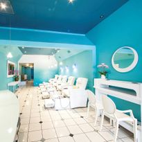 Salon Suite Design at Cosmic Nails - Business - NAILS Magazine Aqua Nail, Golden Nail Art, Cosmic Nails, Business Nails, Spa Chair, Spa Ideas, Gel Nail Tips, Sweater Nails, Nail Services