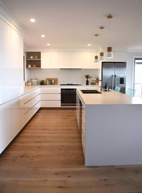 Luxury Kitchen Decor, Modern Kitchen Island, Decor Ikea, Architecture Ideas, Best Kitchen Designs, White Kitchen Design, Wooden Floors, Luxury Kitchen Design, Kitchen Room Design