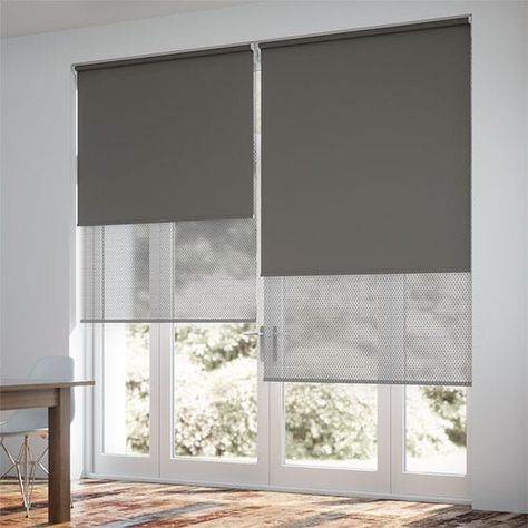 Roller shades Roller Shades Living Room, Modern Window Blind, Roller Blinds Living Room, Black Window Treatments, Modern Roller Blinds, Blinds For French Doors, Modern Window Treatments, Total Darkness, Window Curtains Living Room