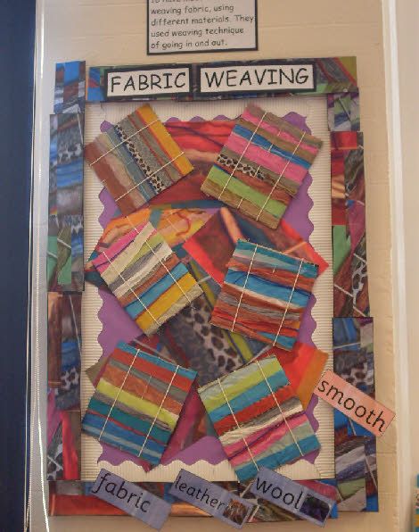 Fabric weaving classroom display photo - Photo gallery - SparkleBox Primary School Displays, School Display, Textiles Art, Traditional Tales, Art Lessons Middle School, Art Assignments, Fabric Weaving, School Displays, Textiles Projects