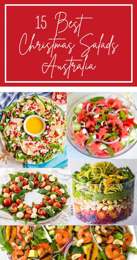 Christmas Salads Australia, Christmas Lunch Australia, Summer Christmas Lunch, Christmas Salad Ideas, Australian Christmas Food, Christmas Dinner Sides, Christmas Salad Recipes, Lunch Sides, Christmas Salads