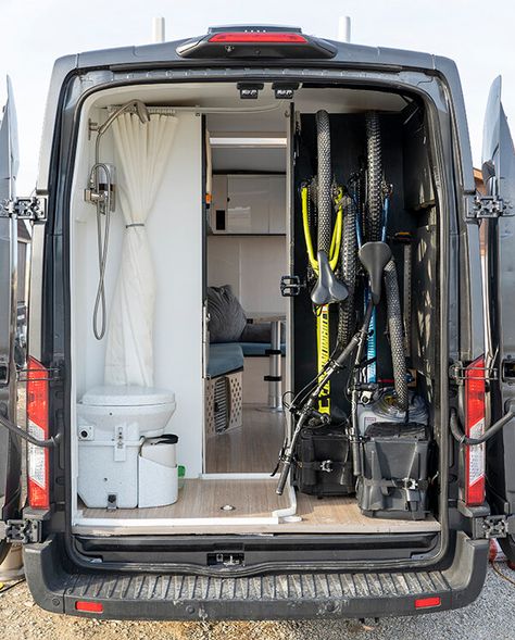 How to store your bikes in your DIY van build — DwnShifters Vanlife Van Conversion Bike, Bike Storage In Van, Diy Van Build, Rack Velo, Beach Bikes, Ducato Camper, Bike Hanger, Transit Camper, Van Storage