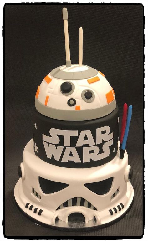 Star Wars Bb8 Cake, Star Wars Bday Cake, Clone Trooper Cake, Gateau Star Wars, Star Wars Birthday Cakes, Star Wars Cakes Birthday Boys, Birthday Cake Star Wars, Pastel Star Wars, Star Wars Cake Ideas