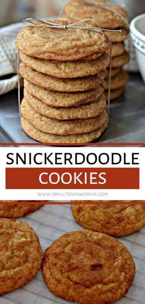 Easy Snickerdoodle Recipe, Snickerdoodle Cake, Best Snickerdoodle Cookies, Small Town Woman, Snickerdoodle Recipe, Cake Mix Cookie Recipes, Snickerdoodle Cookies, Snickerdoodle Cookie Recipes, Christmas Cookie Exchange