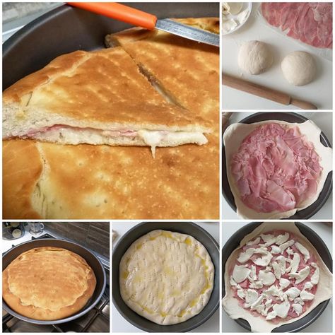 IMPASTO PASSO PASSO PIZZA RIPIENA CON PROSCIUTTO E MOZZARELLA è la ricetta perfetta per realizzare a casa una buonissima pizza ripiena di prosciutto cotto Pizza Rustica, Pasta Per Pizza, Beef Recipes, Mozzarella, Muffins, Pizza, Pie, Pasta, Bread