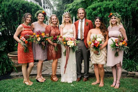 Mixed Gender Bridal Party: How to Rock it Like a Boss | Wedded Wonderland Mixed Gender Wedding Party, Mixed Gender Bridal Party, Gender Neutral Wedding, Mixed Wedding, Flower Suit, Bridesmaid Color, Old World Wedding, Ukrainian Wedding, Flower Jacket