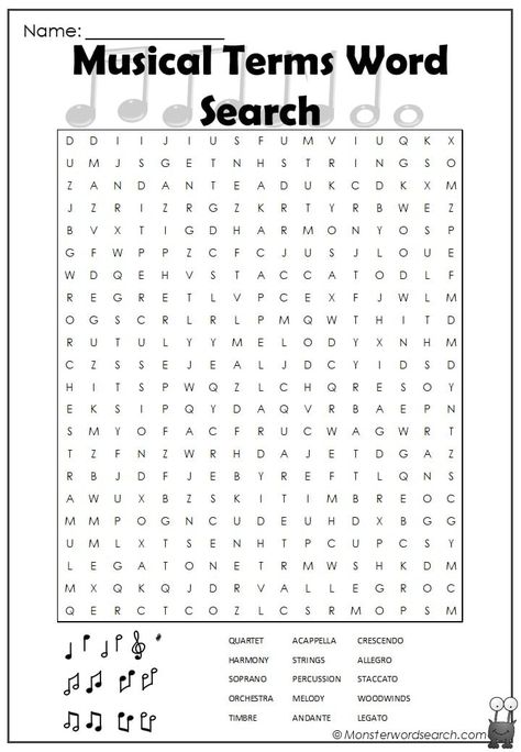 nice Musical Terms Word Search Music Crossword Free Printable, Ladybird Activities, Music Word Search, Music Class Games, Musical Terms, Vocabulary For Kids, Music Vocabulary, Maze Games For Kids, Free Word Search Puzzles