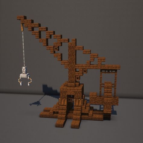 Crane In Minecraft, Minecraft Snow Mansion, Mining Building Minecraft, Minecraft Ship Decorations, Minecraft Medieval Prison, Minecraft Mine Staircase, Minecraft Mine Crane, Minecraft 1800s City, Minecraft Crane Ideas