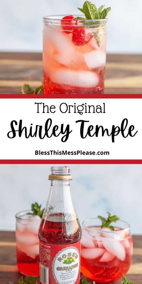 Shirley Temple Recipe Non Alcoholic Shirley Temple Recipe, Shirley Temple Recipe, Shirley Temple Drink, Pop Ice, Popular Drinks, Mint Sprig, Lemon Lime Soda, Party Punch, Festive Drinks