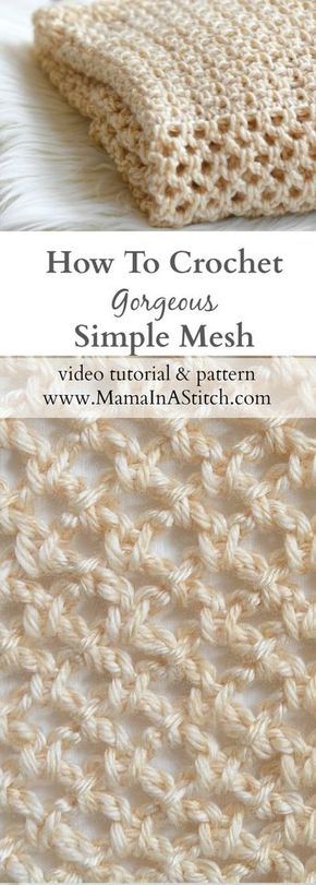 How To Crochet An Easy Mesh Stitch via @MamaInAStitch This is a modern mesh stitch works up beautifully and is so easy to make! Free pattern and tutorial. Crochet Blanket Sweater, Joululahjat Diy, Mesh Stitch, Popular Crochet, Crochet Simple, Crochet Tips, Crochet Stitches Tutorial, Crochet Stitches Patterns, Crochet Diy