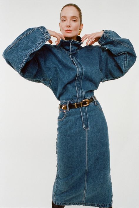 Full Denim Outfit, Stylish Fall Outfits, Ronny Kobo, Denim Day, Collar Neck, Long Jeans, Streetwear Fashion Women, Midi Shirt Dress, Denim Details