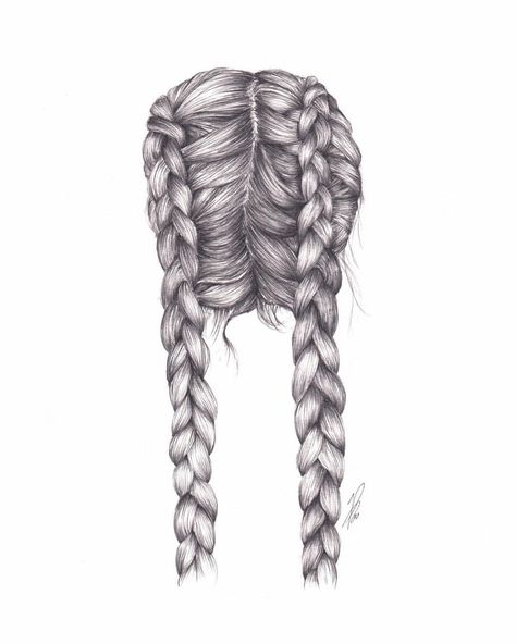 Braids Illustration, Drawing Hair Braid, Braids Drawing, How To Draw Braids, Instagram Hairstyles, Makeup Hacks Beauty Secrets, Hair Sketch, Hair Drawing, Elegant Beauty