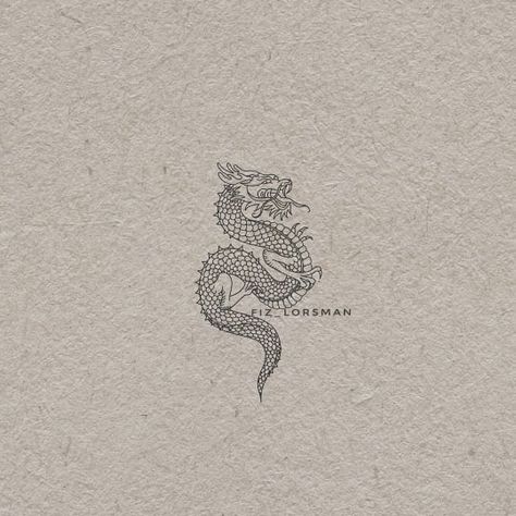 Simplistic Dragon Tattoo, Simple Chinese Dragon Tattoo, Dragon Minimalist Tattoo, Chinese Dragon Tattoos For Women, Chinese Dragon Outline, Simple Dragon Tattoos, Small Grunge Tattoos, Mini Dragon Tattoo, Dragon Tattoo Chinese