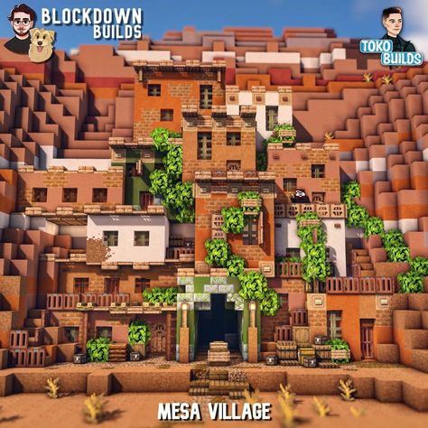 Blockdown - Minecraft Builder on Instagram: “🏘️ Mesa Village with @tokobuilds ! 🏘️ Make sure to check out @tokobuilds for more amazing Minecraft content and inspiration!…” Italian Village Minecraft, Minecraft Italian Town, Italian Minecraft House, Italy Minecraft, Minecraft Kingdom, Mc Ideas, Italian Gelato, Minecraft Structures, Bangunan Minecraft