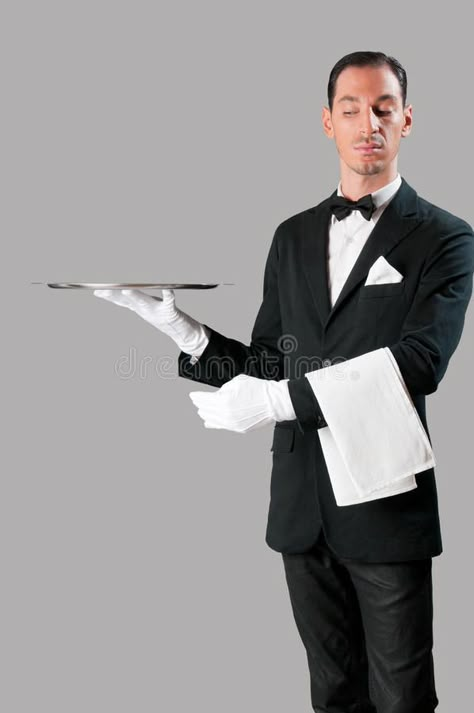 Male Waiter Pose Drawing, Waiter Holding Tray, Waiter Pose References, Holding Tray Reference, Holding Tray Pose, Waiter Drawing Reference, Waiter Character Design, Waiter Pose, Waiter Aesthetic