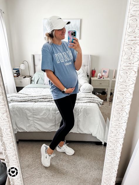 Comfortable Maternity Outfits Summer, Bump Friendly Outfits Spring, Casual Maternity Outfits Spring, Spring Pregnancy Outfits Casual, Sporty Maternity Outfit, Spring Maternity Outfits 2024, Cute Bump Outfits, Athletic Maternity Outfits, Spring Bump Outfits