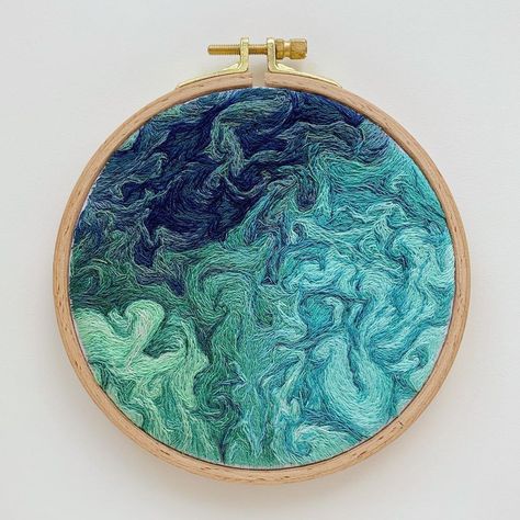 Ocean Embroidery, Satellite Image, Thread Painting, Ocean Theme, Slow Stitching, Embroidery Craft, Artist Paint, Embroidery Fashion, Hoop Art