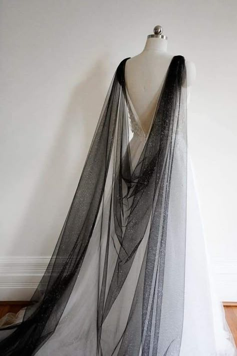 Shoulder Veil, Black Wedding Veil, Wedding Cape Veil, Tulle Wedding Veil, Matric Dance, Black Beach, Goth Wedding, Diamond Dust, Wedding Cape