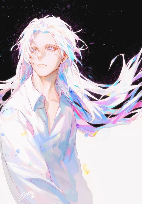 Kei Visual, Cool Anime Guys, Character Design Male, Ethereal Art, My Oc, Dnd Characters, Handsome Anime Guys, Character Portraits, White Hair