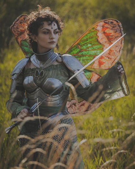 Who else is counting down the days to ren faire? 🧚 wings: @moon.moth.wings necklace: @enchantedwings.co armor: @ironwoodsshop photos: @bexthephotonerd // @underhillimagery dress: my grandma :) #butterfly #fae #faerie #knight #womeninarmor #womenwithswords #ladyknight #denvermodel #butterflywings Faerie Knight, Fairy Knight, Fae Costume, Moth Wings, Moon Moth, Wings Necklace, Knight Costume, Holiday Photoshoot, Female Armor