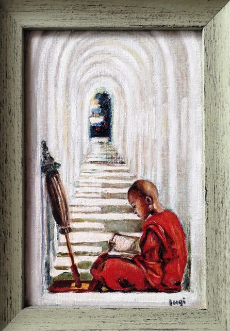 Monks Drawing, Monk Drawing, Buddhist Calligraphy, Monk Painting, Canvas Art Painting Acrylic, Myanmar Art, Buddha Art Drawing, Spiritual Paintings, Bee Painting