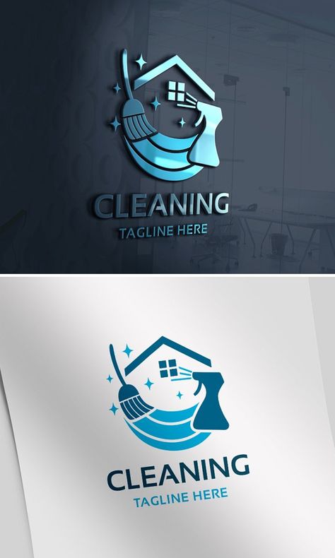 Cleaning Home Logo Cleaning Company Business Cards, Cleaning Company Logo Ideas, Cleaning Service Logo Ideas, Laundry Logo Design Ideas, Cleaning Logo Design Ideas, Cleaning Logo Business, Cleaning Logo Design, Cleaning Company Logo, Logos Graphic Design