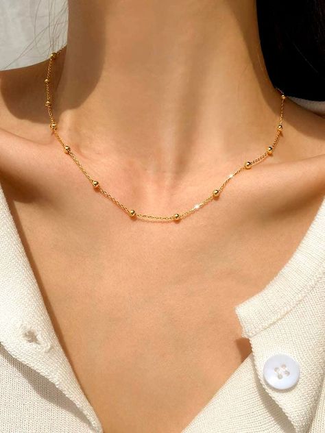 Neck Chain Design, Gold Simple Chain, Gold Neck Chain, Dental Jewelry, Simple Necklace Designs, Unique Gold Jewelry Designs, Gold Minimalist Jewelry, Blink Blink, Neck Pieces Jewelry