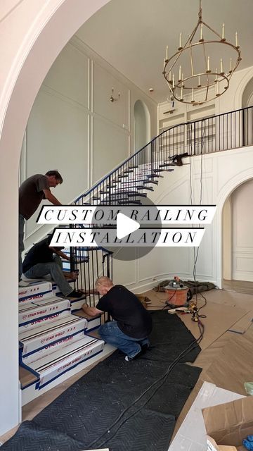 Melissa Manzardo Hryszko | After much anticipation, the installation of the custom hand-forged iron railing is finally here! Its elegant curves and intricate... | Instagram Iron Stair Railing, Installing Cabinets, Iron Railing, Hand Forged Iron, New Home Construction, Stairs Design, Hand Forged, Railing, Custom Homes