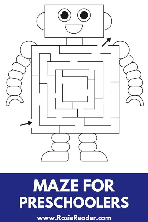 This is a maze for preschoolers. It's also a robot. It's a robot maze for preschoolers that they are gonna LOVE! Robots Preschool Activities, Preschool Robot Activities, Robot Activities Preschool, Robot Free Printable, Robot Preschool, Robot Worksheets, Robot Activities, Robots Preschool, Robot Coloring Pages