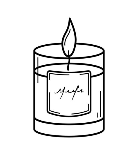 Burning aroma candle in glass jar. Hand drawn sketch icon. Isolated vector illustration in doodle line style. Candle Doodle Simple, Simple Candle Drawing, Drawing Of Candles, Cute Candle Drawing, How To Draw A Candle, Candle Clip Art, Candles Drawing, Drawing Candles, Candle Doodle