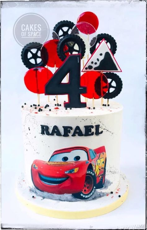 Zigzag McQueen RED AND BLACK BIRTHDAY CAKE 4th Birthday Red Car Birthday Cake, Red And Black Birthday Cake, Mc Queen Car Cake, Mc Queen Cake Design, Birthday Cake Cars Mcqueen, Cars Cake Design Mc Queen, Blaze Birthday Cake Monster Trucks, Black Birthday Cake, Cars Chocolate Birthday Cake