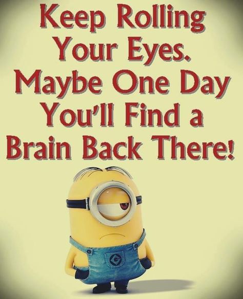 Maybe one day you'll find a brain back there. Sarcastic Comebacks, Minions Images, Minion Memes, Weird Memes, Funny Minion Pictures, Funny Minion Memes, Minion Pictures, Minion Jokes, Poker Party