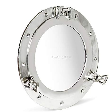 Nagina International Metal Crafted Nickel Plated Aluminum Porthole Bathroom Decor Mirror (15 Inches) Nagina Internati... Coastal Gallery Wall, Wall Decor Mirror, Porthole Mirror, Nautical Bathroom, Porthole Window, Unique Gallery Wall, Decor Mirror, Nautical Bathrooms, Window Mirror