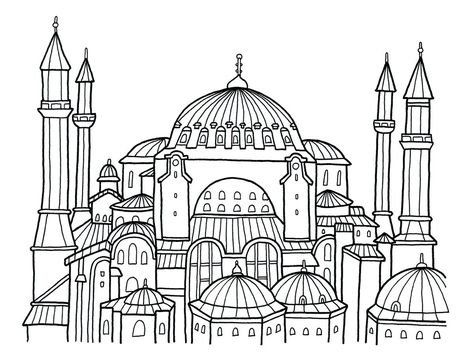 Hagia Sophia Drawing, Quick Sketches, Plan Drawing, Hagia Sophia, Marker Drawing, Quick Sketch, Drawing Sketch, Kpop Guys, Coloring Page